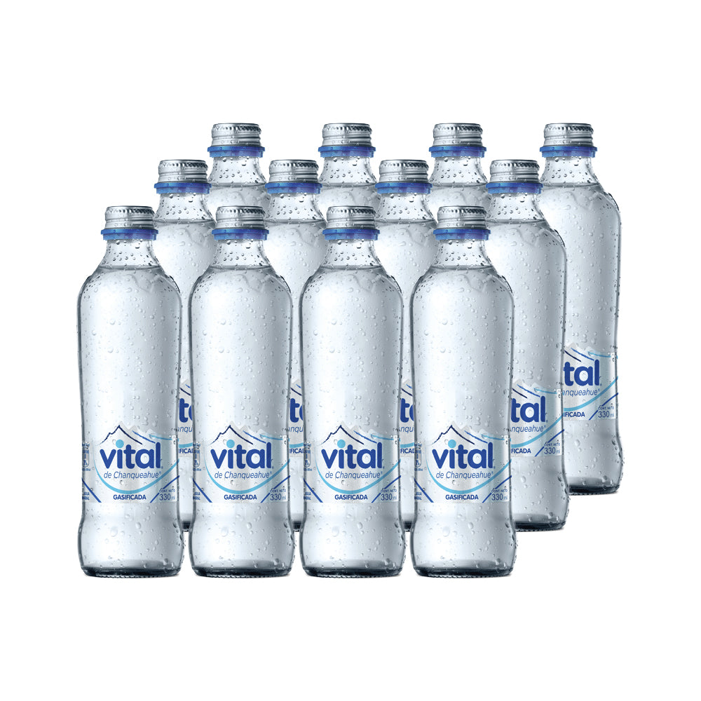 12x Agua Vital Con Gas Botella Vidrio 330cc
