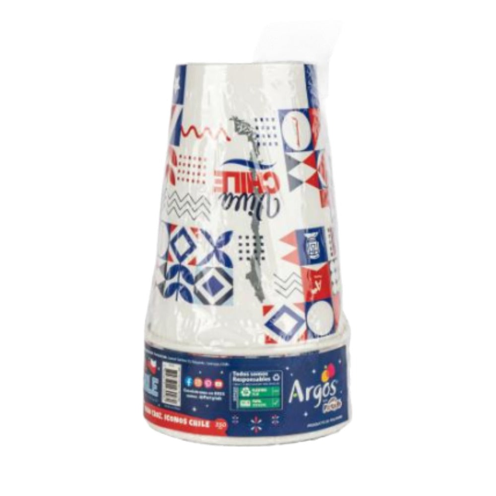 Vaso Desechable 12 Oz Fiestas Patrias Chile 6 Unidades Argos
