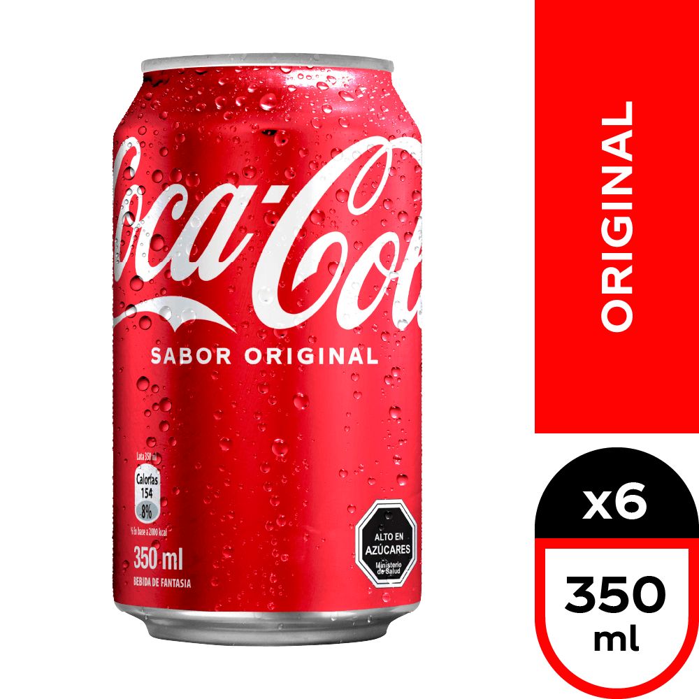 6x Bebida Coca Cola Original Lata 350cc