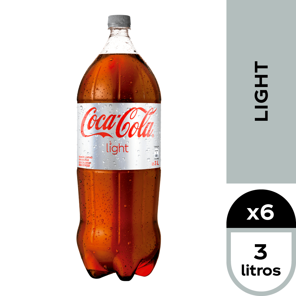 6x Bebida Coca Cola Light 3000cc