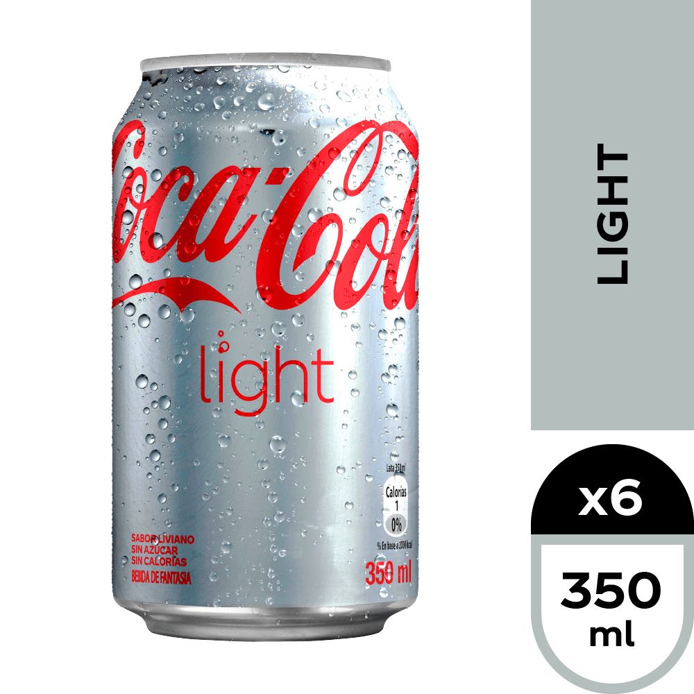 6x Bebida Coca Cola Light Lata 350cc