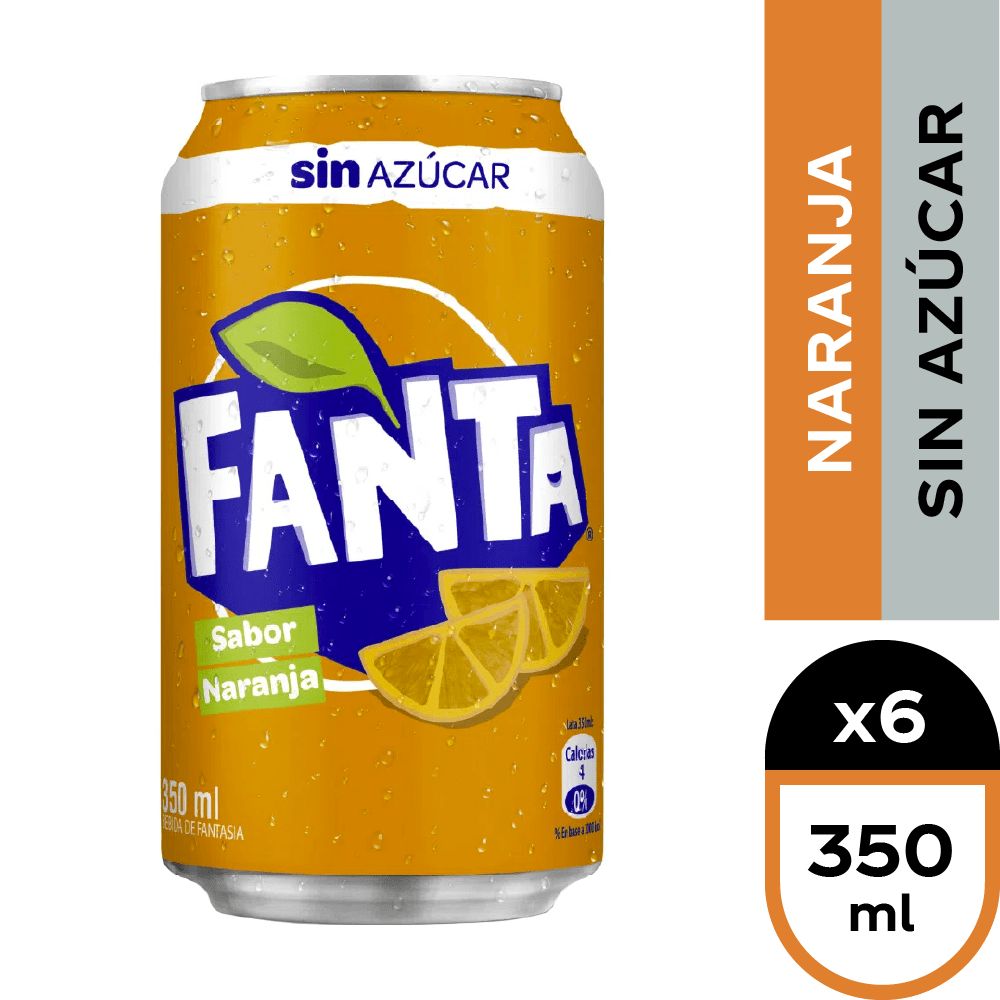 6x Bebida Fanta Sin Azúcar Lata 350cc