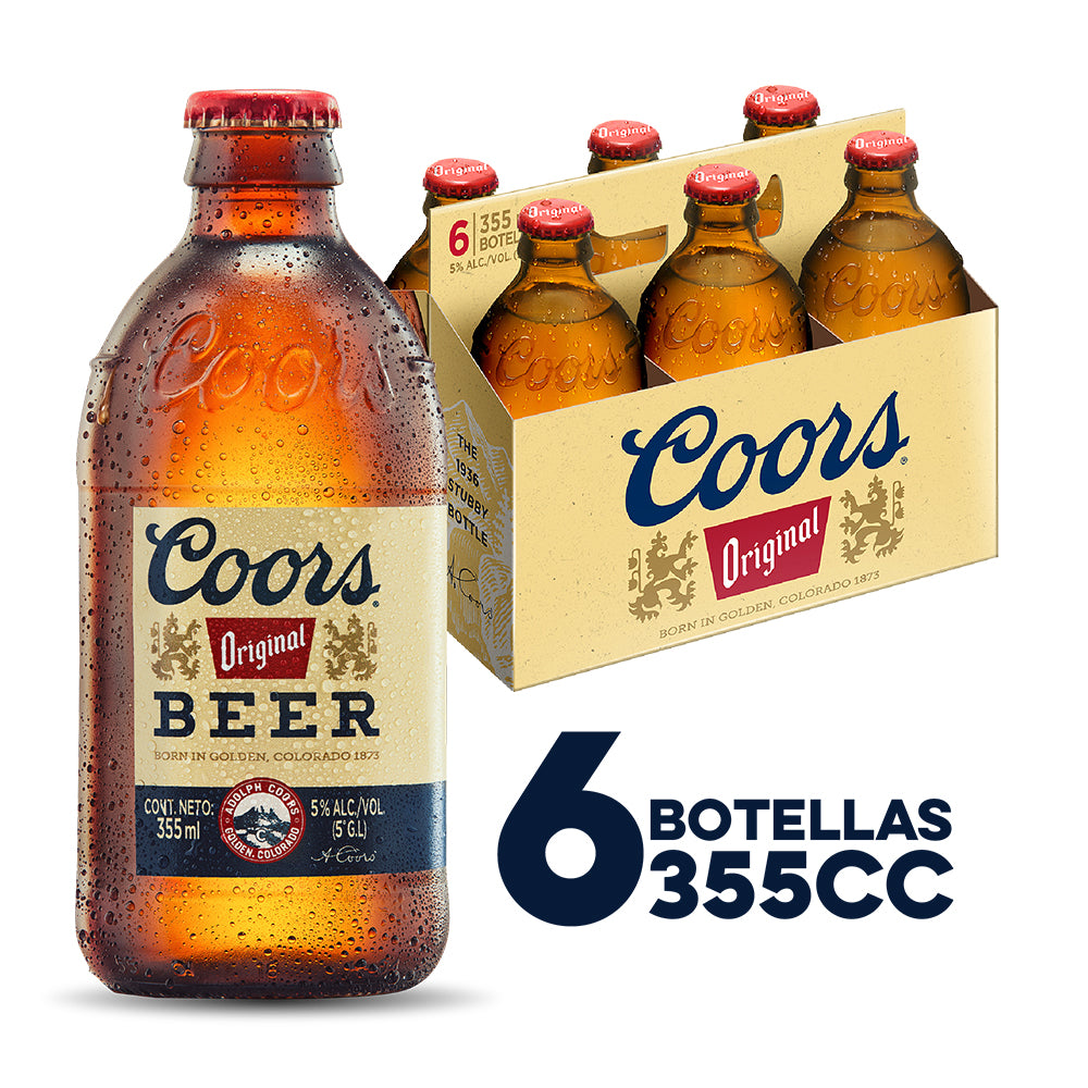 6x Cervezas Coors Original Botellín 355cc