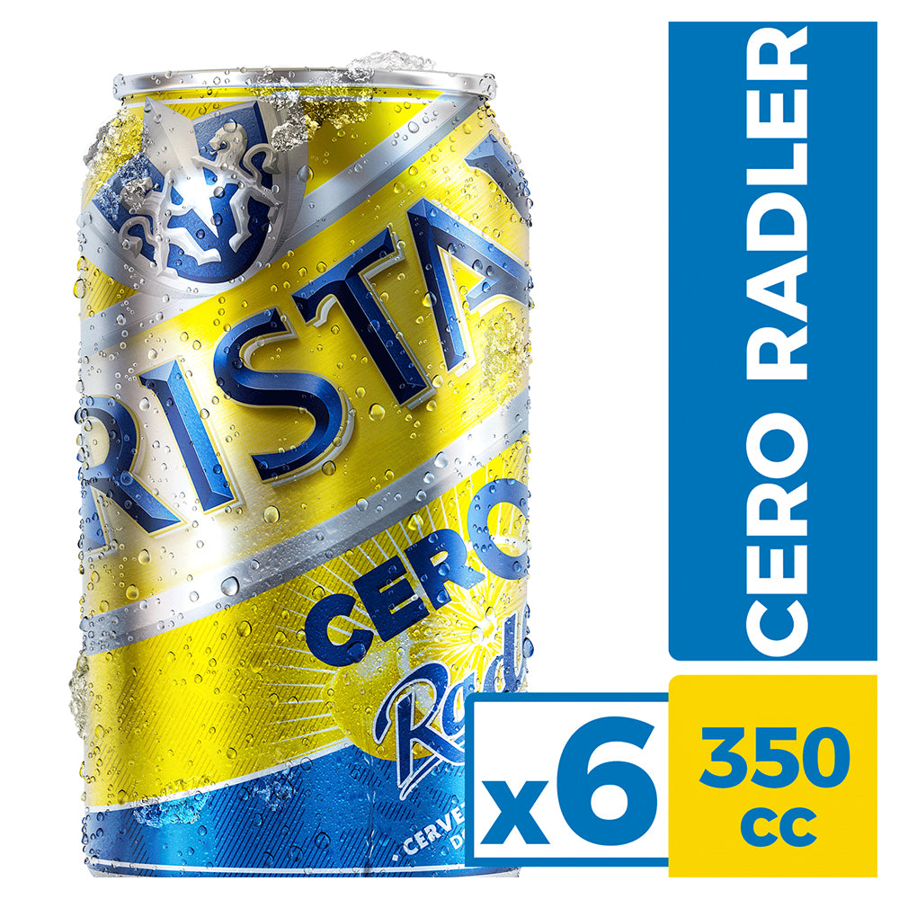 6x Cerveza Cristal Lata Radler Limón Cero 350cc