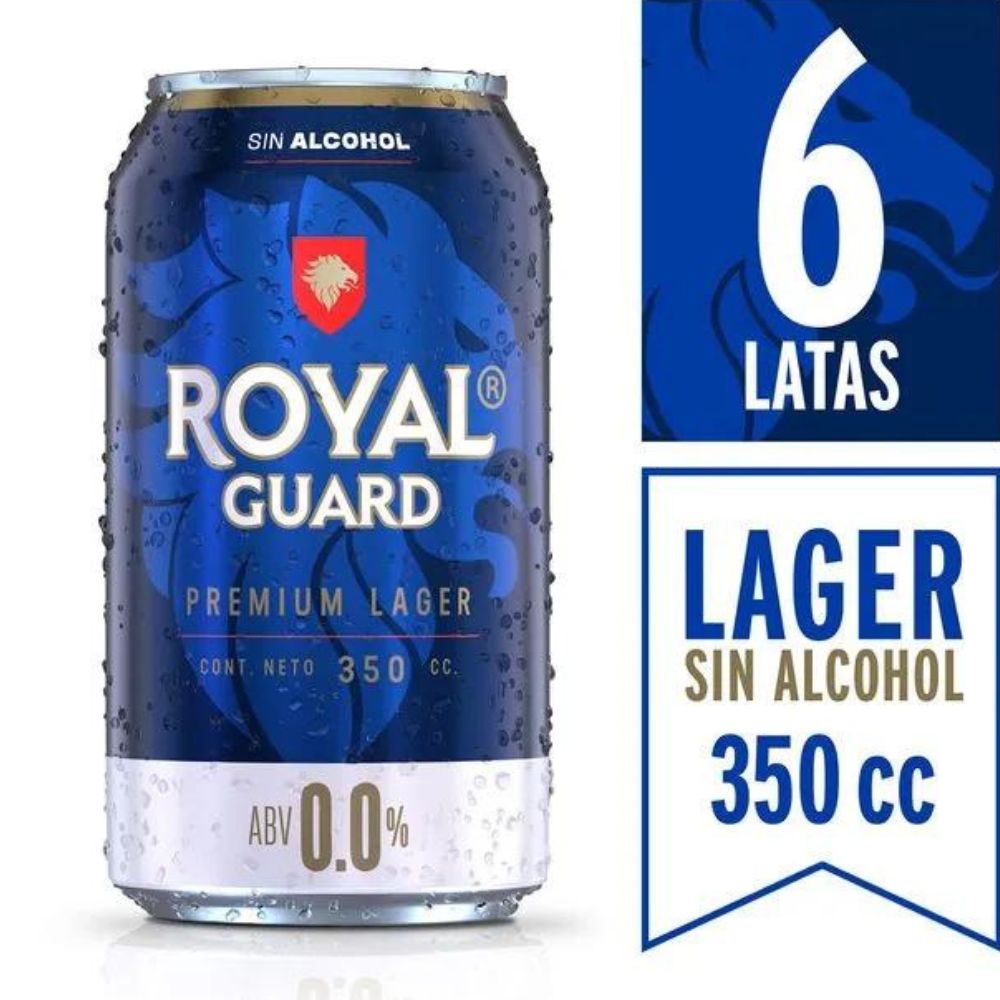 6x Cerveza Royal Guard Sin Alcohol Lata 350cc