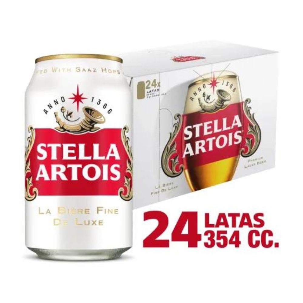 24x Cerveza Stella Artois Lata 354cc