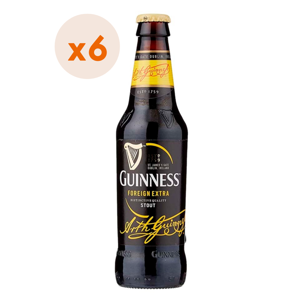 6x Cerveza Guinness Foreign Extra Stout Botellín 7,5º 330cc
