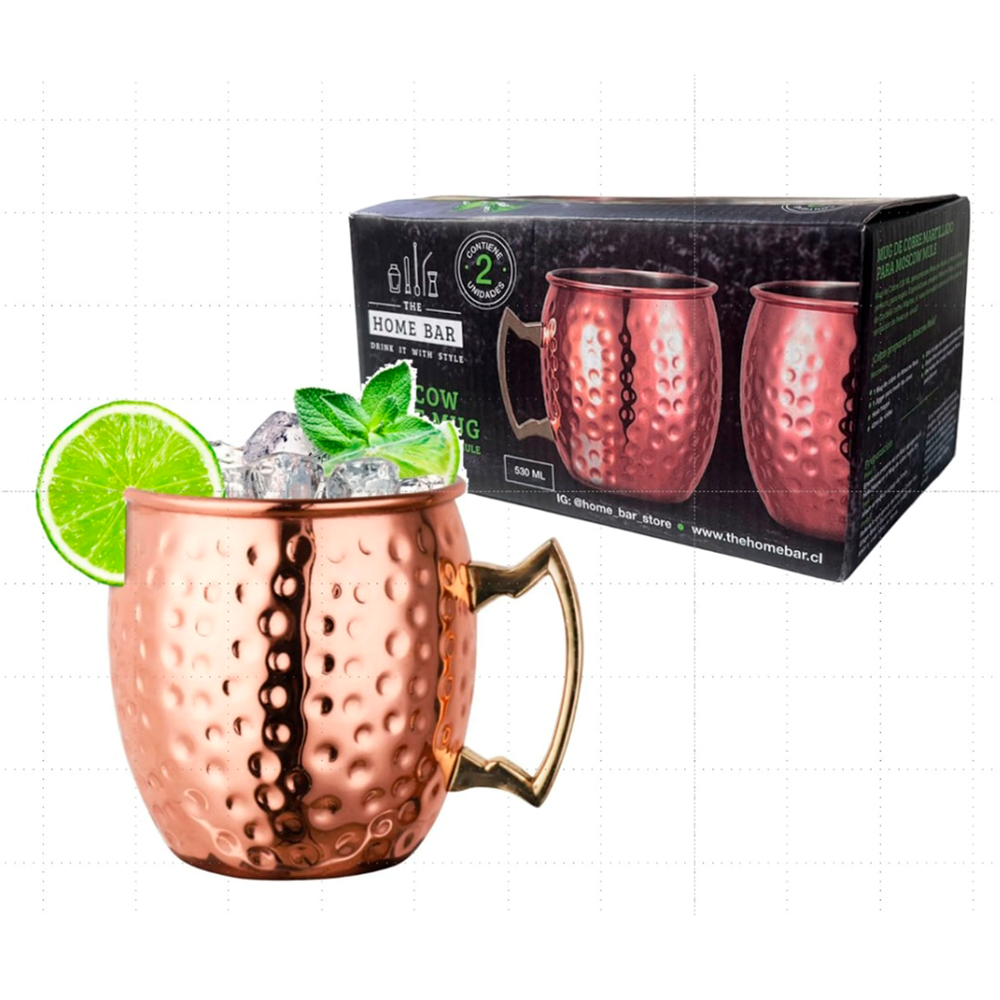 Caja 2 Mugs Cobre Martillados