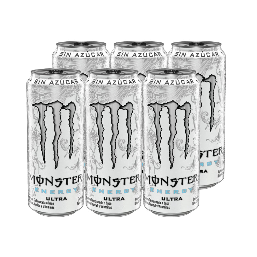 6x Bebida Energética Monster Energy Ultra White 473cc