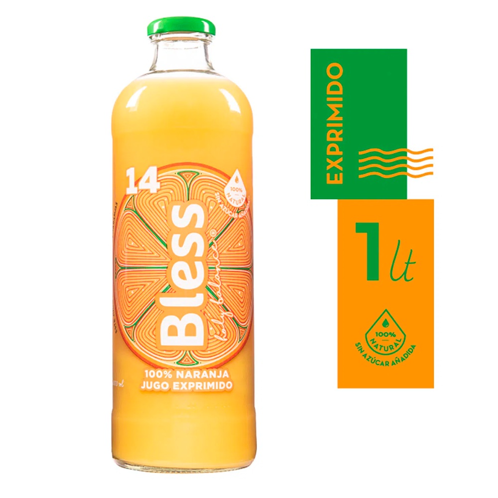 Jugo Prensado Bless 14 Naranja 1000cc