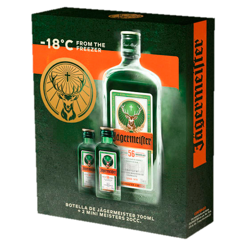 Pack Licor Jagermeister 35º 700cc + 2 Mini Jagermeister 20cc