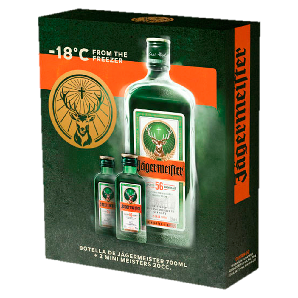 Pack Licor Jagermeister 35º 700cc + 2 Mini Jagermeister 20cc - Tost