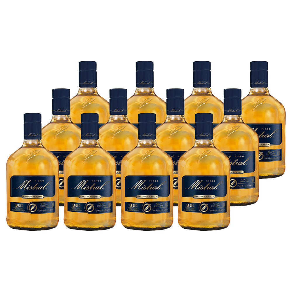 12x Pisco Mistral Añejado En Roble 35º 1000cc