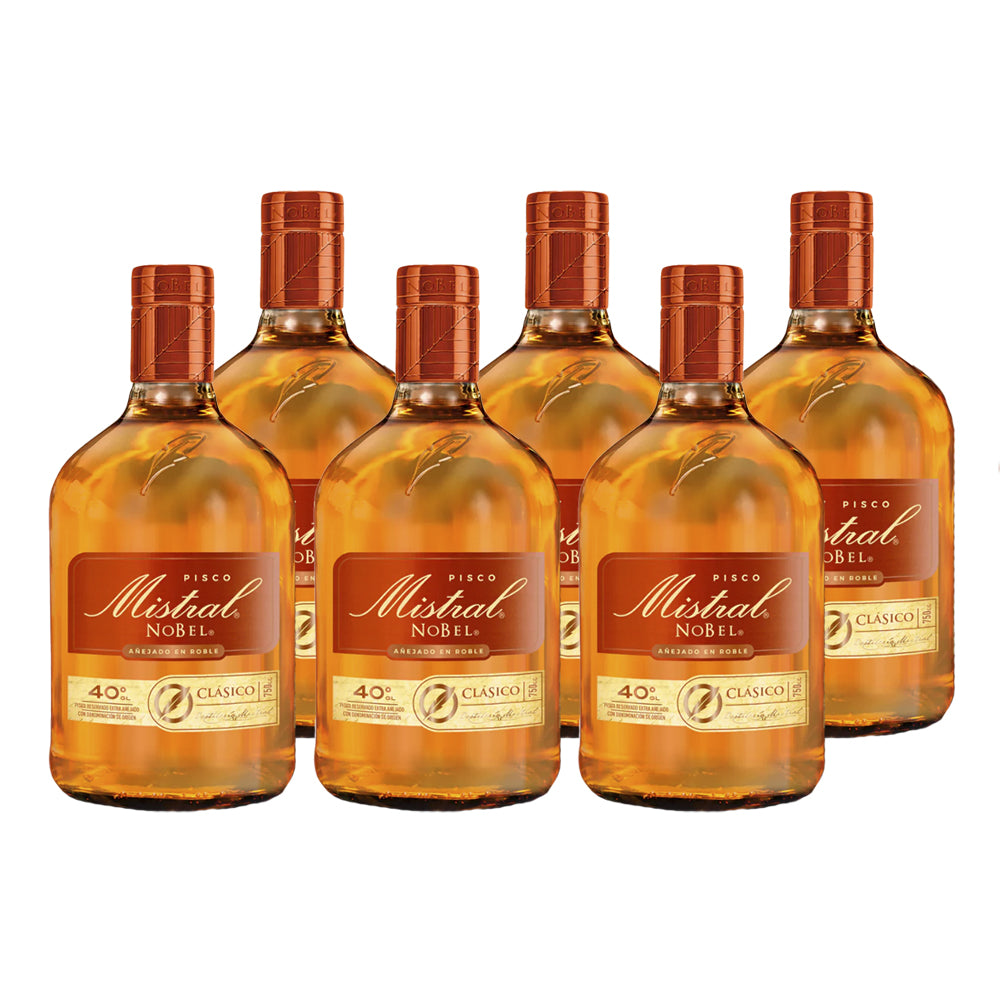 6x Pisco Mistral Nobel 40º 750cc