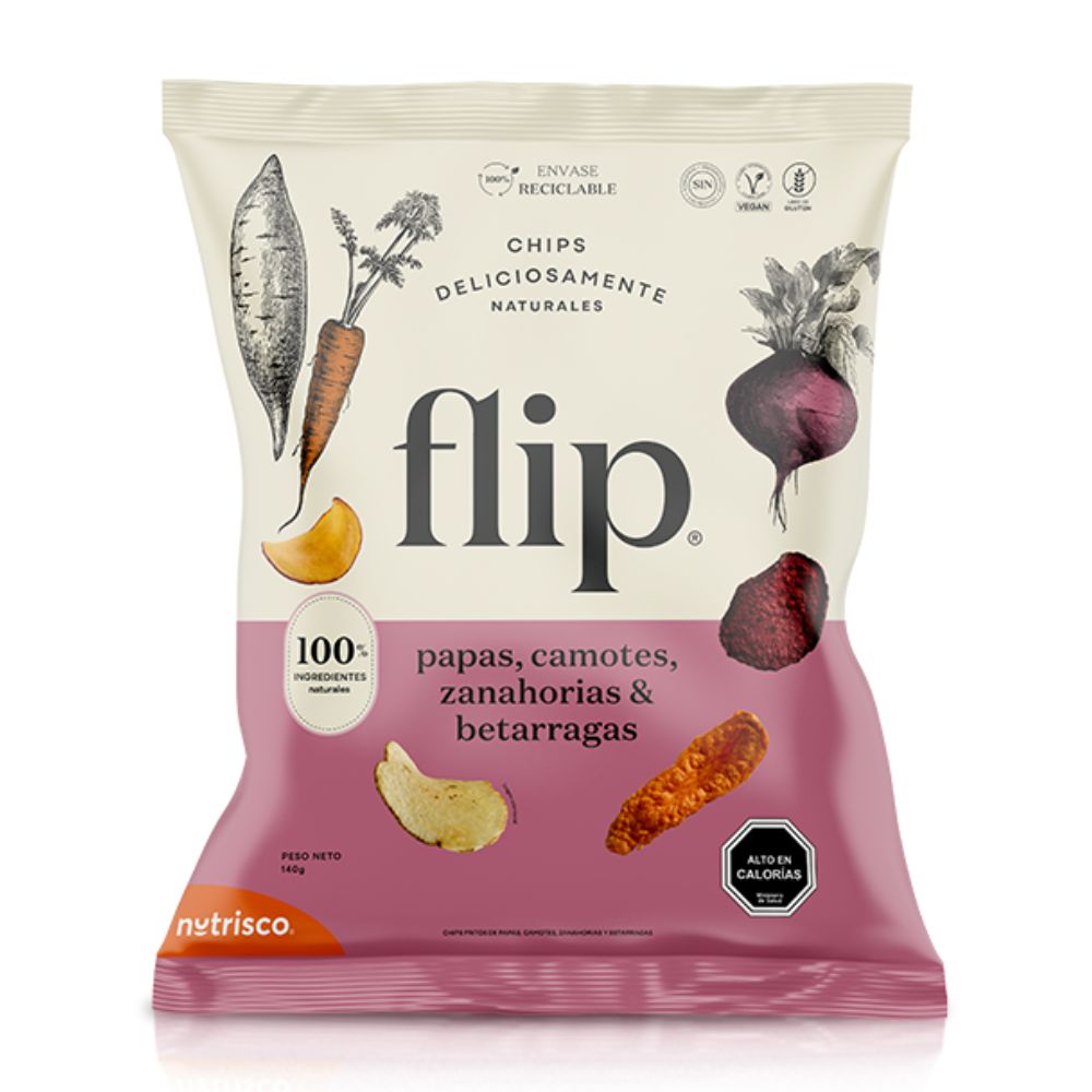 Chips Flip Camotes, Zanahoria y Betarragas 140g