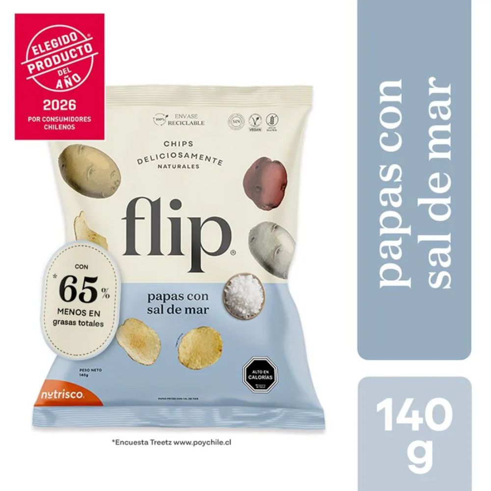 Chips Flip Papas Sabor Sal de Mar 140g
