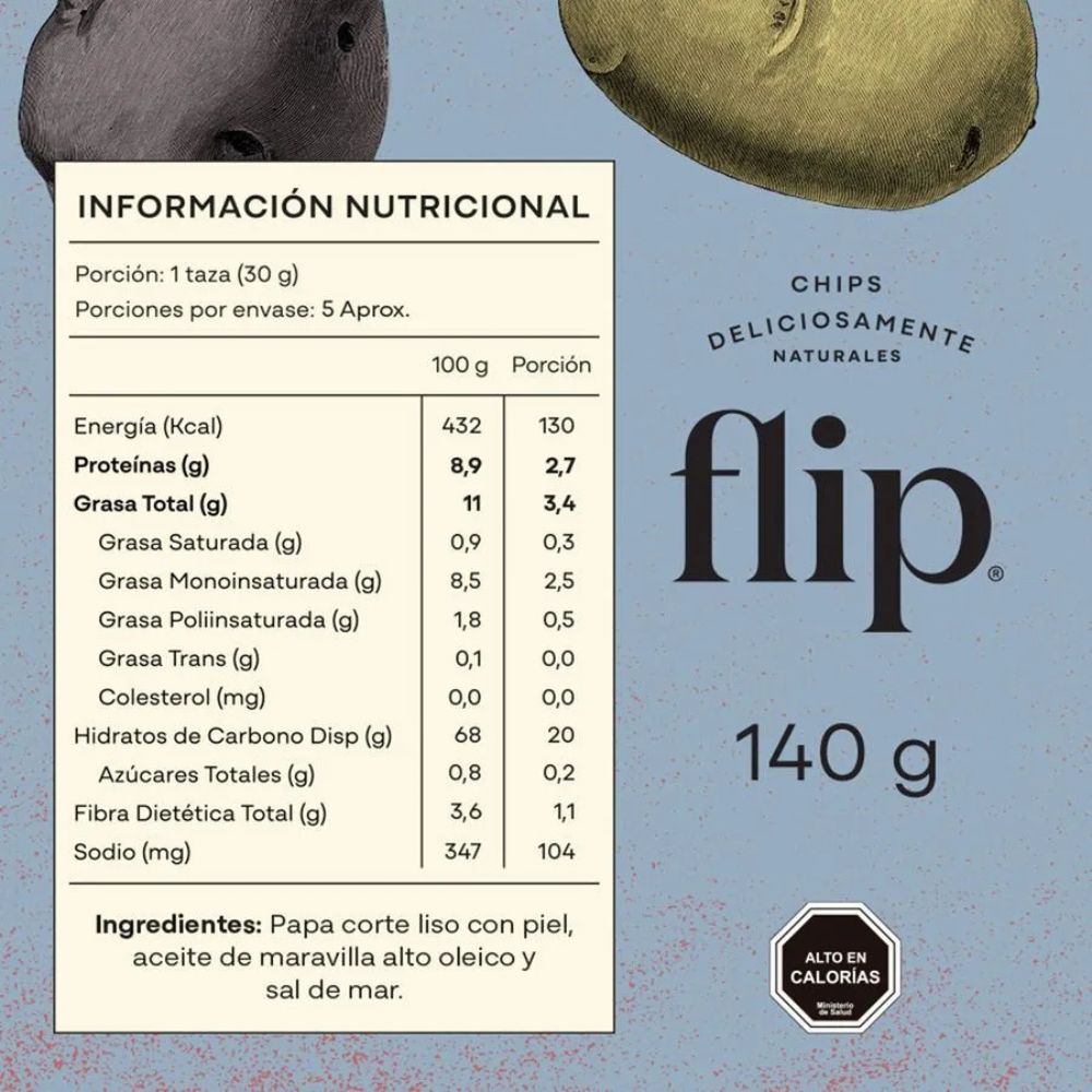 Chips Flip Papas Sabor Sal de Mar 140g