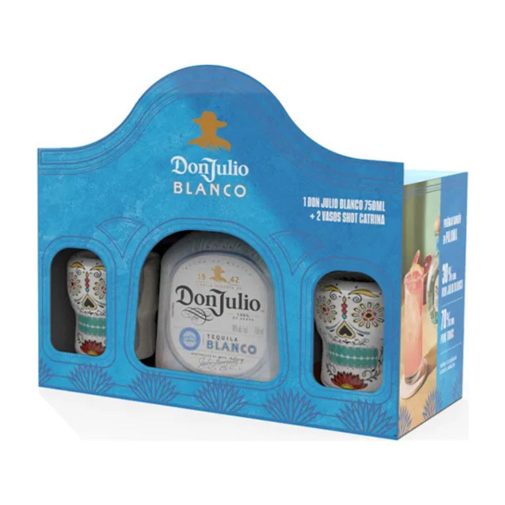 Tequila Don Julio Blanco 750cc + 2 Vasos Shot Catrina