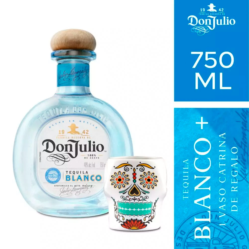 Tequila Don Julio Blanco 750cc + 1 Vaso Catrina