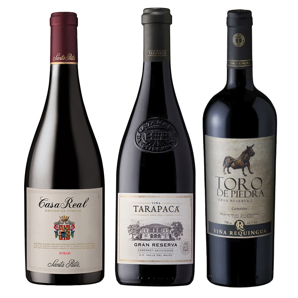 Mix 3 Vinos Toro de Piedra Tarapacá Casa Real 750cc