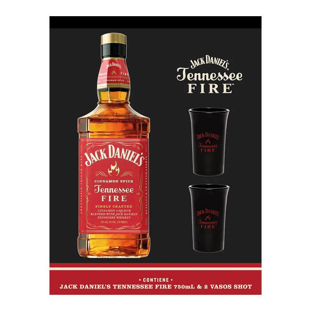 Whiskey Jack Daniel's Tennessee Fire 35º 750cc + 2 Shots de Regalo