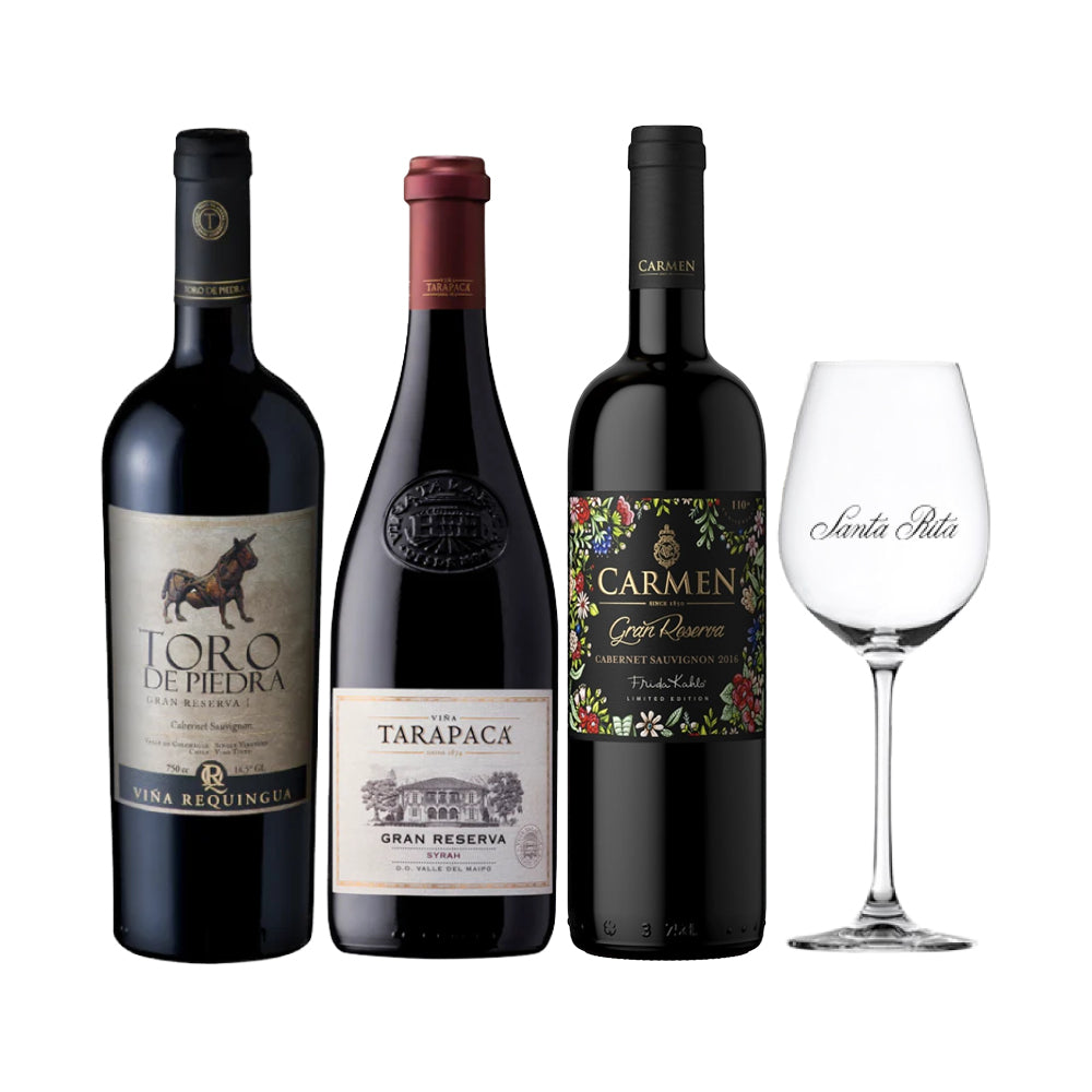 Arma tu Pack - 3x Vino Gran Reserva Cepas 750cc + Copa Santa Rita de Regalo