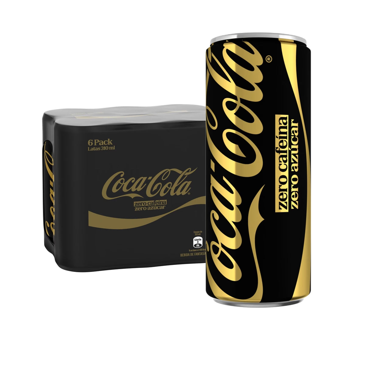 6x Bebida Coca-Cola Zero Cafeína Zero Lata 310cc