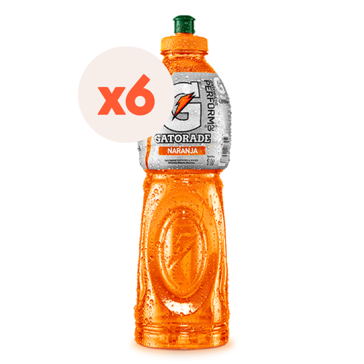 6x Bebida Isotónica Gatorade Naranja 1000cc