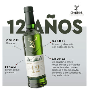 Whisky Glenfiddich 12 años Single Malt 750cc