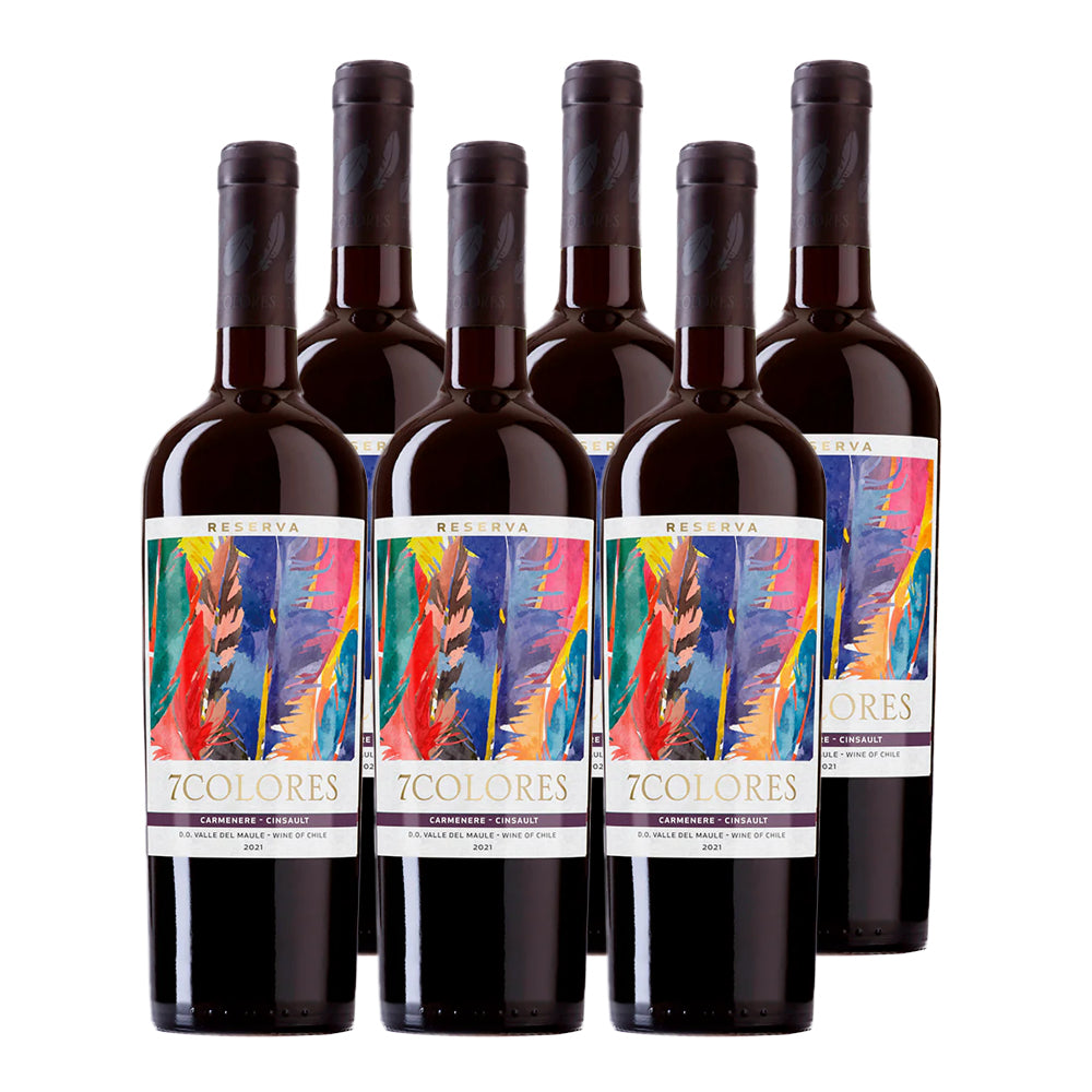 6x Vino 7 Colores Reserva Carmenere - Cinsault 750cc