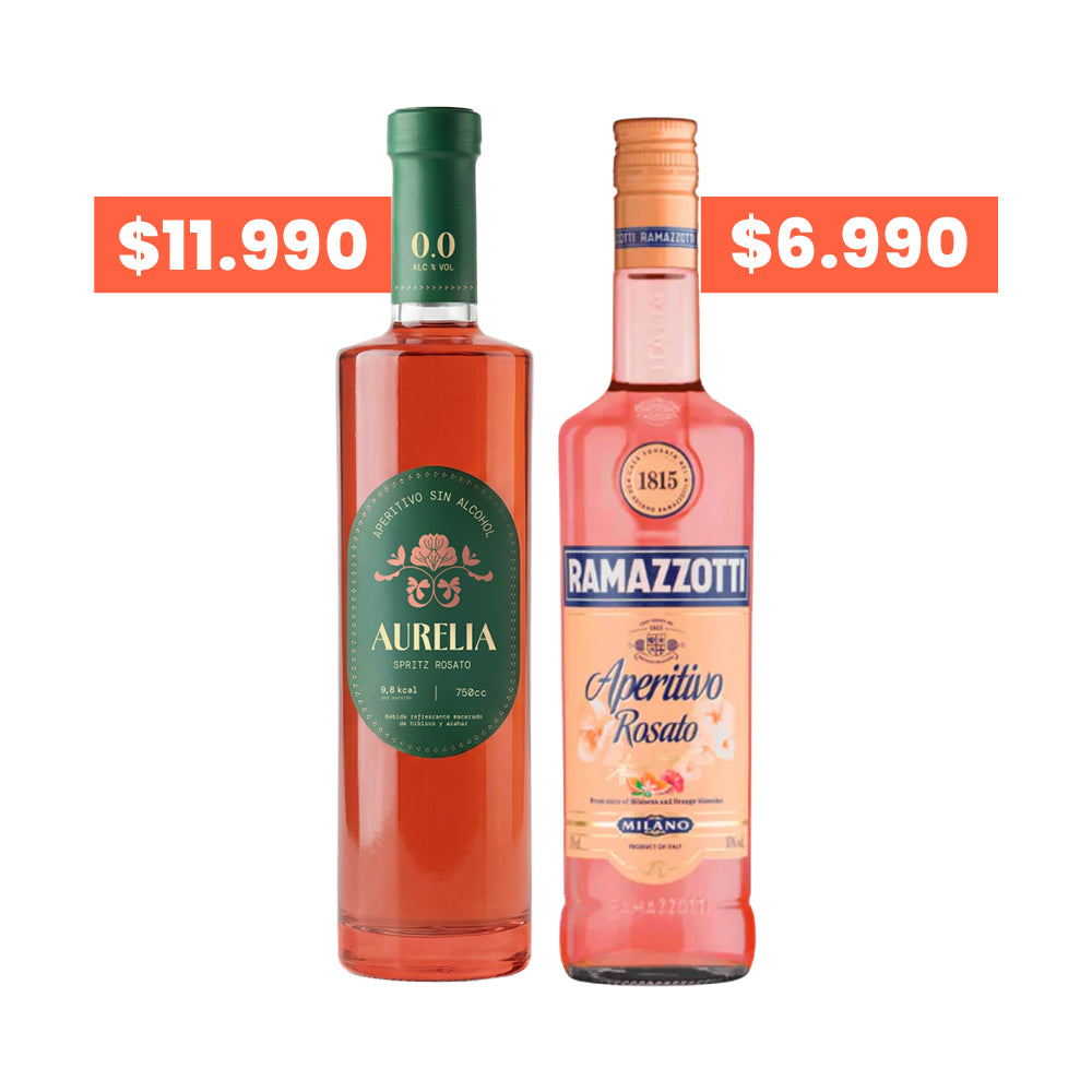 Pack Aperitivo Ramazzotti Rosato 750cc + Aurelia Spritz Rosato Sin Alcohol 750cc