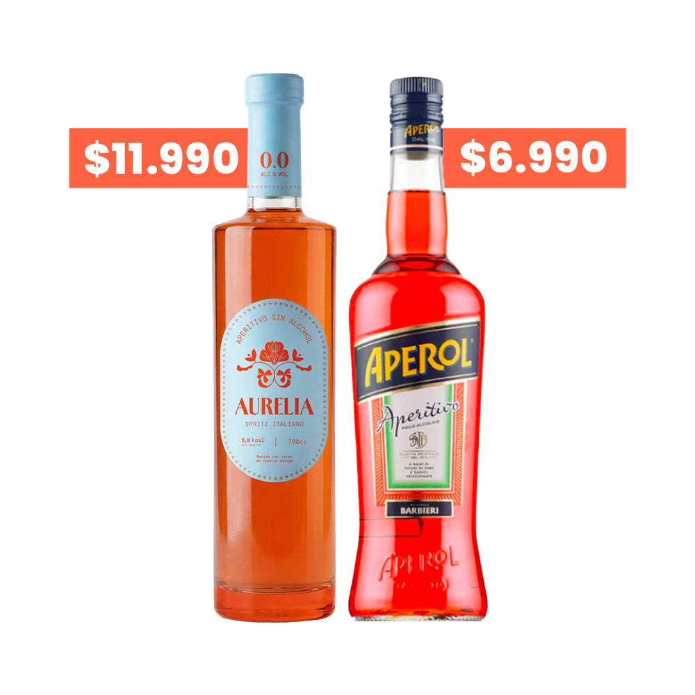 Pack Aperitivo Aperol 750cc + Aurelia Spritz Italiano Sin Alcohol 750cc
