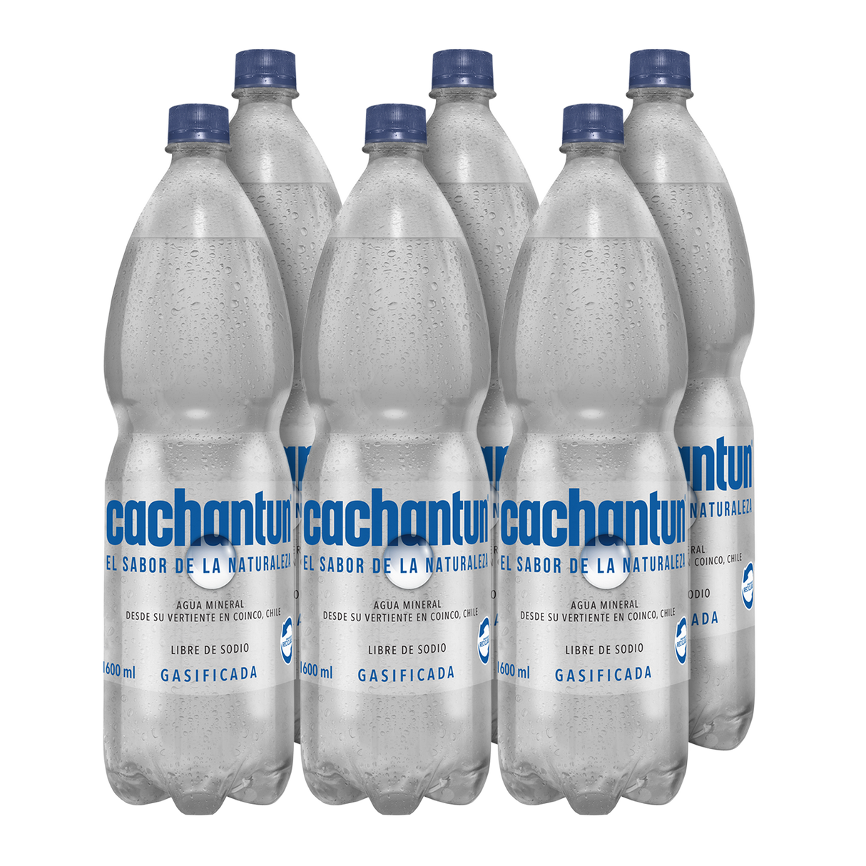 6x Agua Mineral Cachantun con Gas 1600cc
