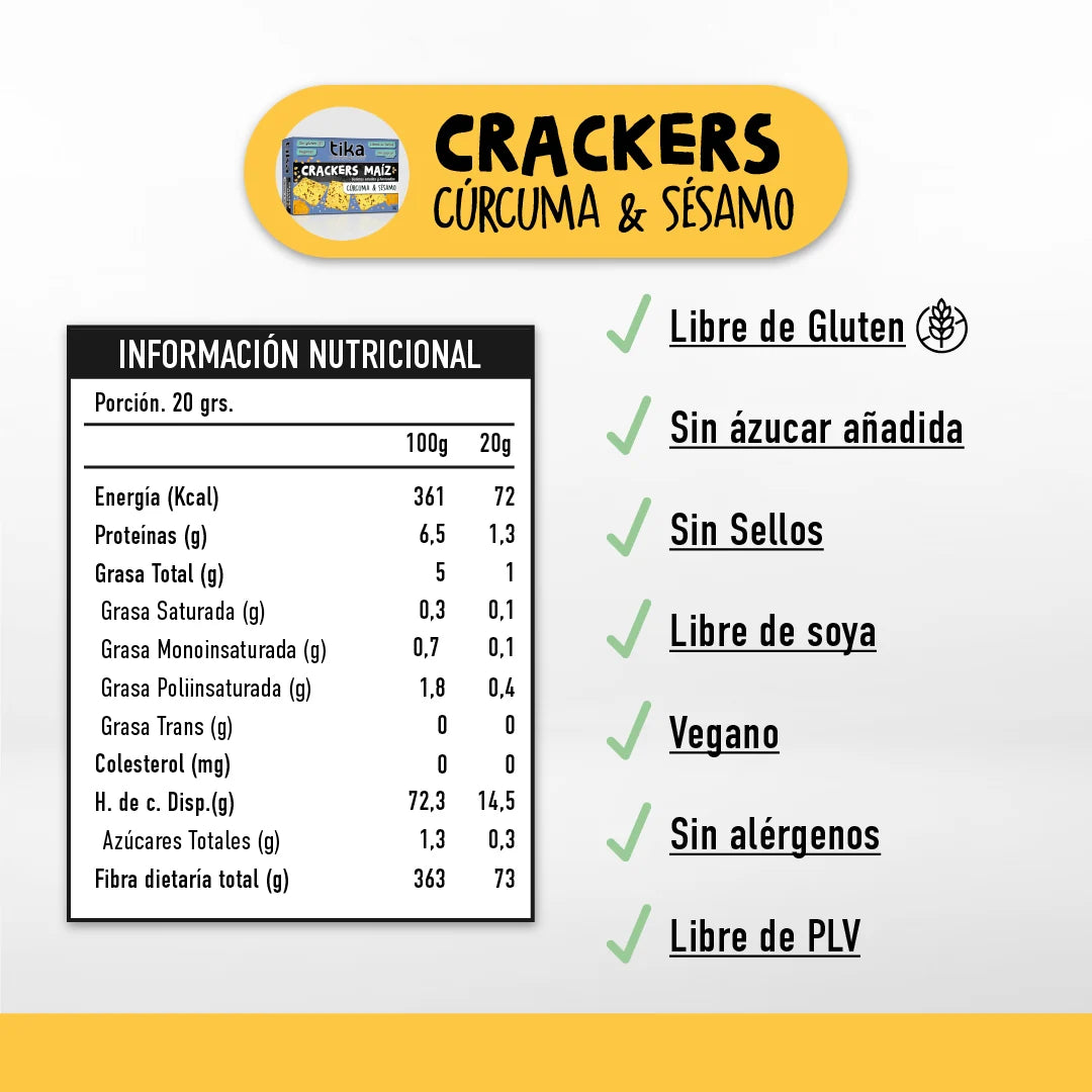 Crackers Tika Cúrcuma & Sésamo 140g