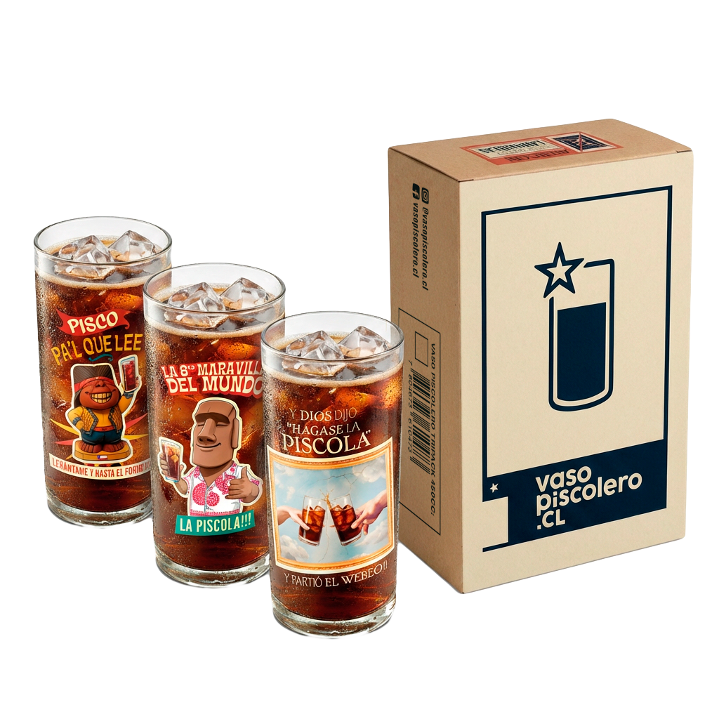 Pack de 3 Vasos Piscoleros Ilustrados 450cc