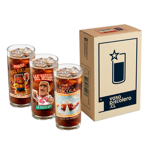 Pack de 3 Vasos Piscoleros Ilustrados 450cc