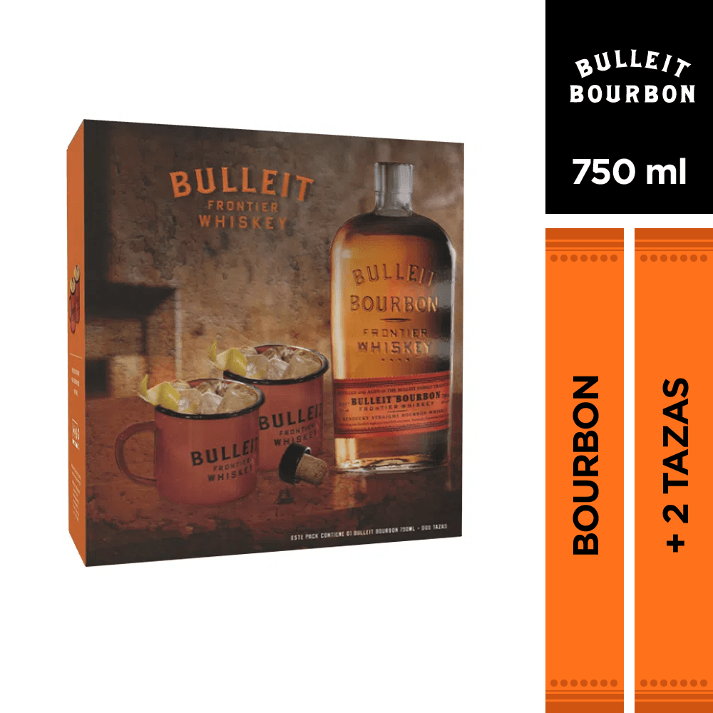 Pack Whiskey Bulleit 45° 750cc + 2 Tazas