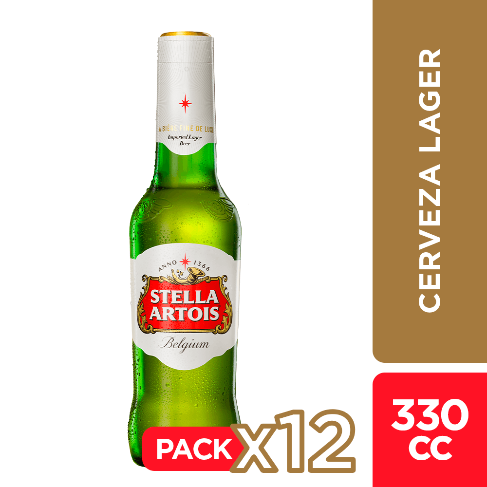 12x Cerveza Stella Artois Botellín 330cc