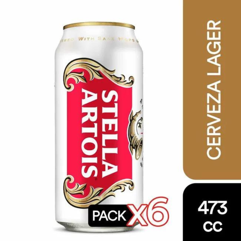 6x Cerveza Stella Artois Lata 473cc