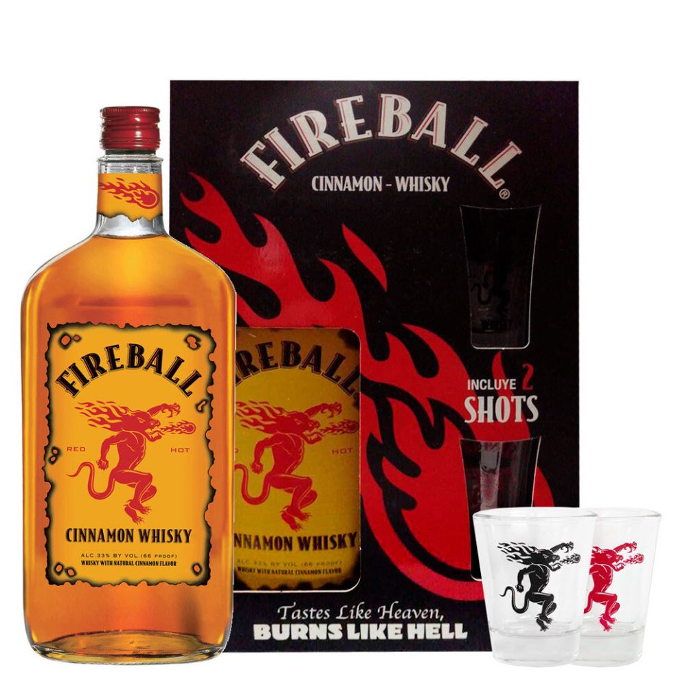 Pack Whisky Fireball Cinnamon 33° 750cc + 2 Shots