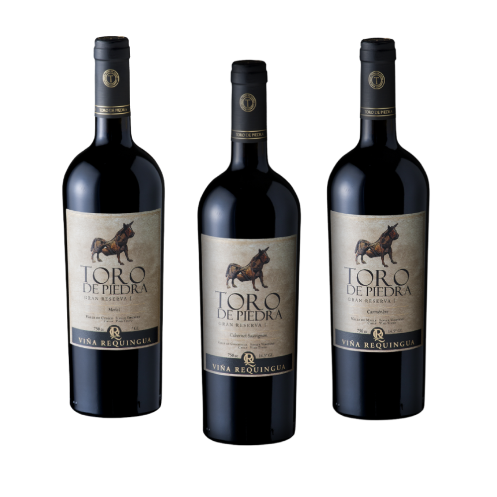 Pack Vino Toro de Piedra Gran Reserva (Carmenere + Cabernet Sauvignon + Merlot)