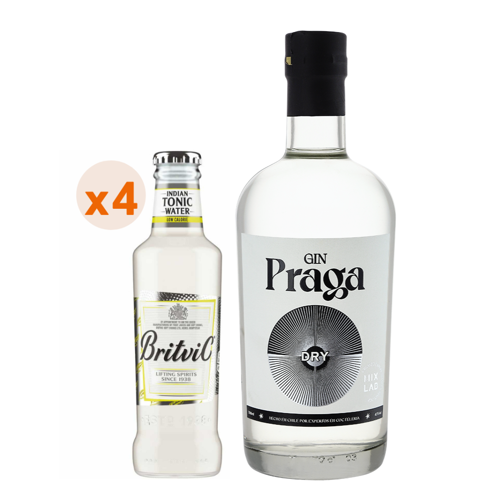 Gin Praga 700cc + 4x Britvic Tonic Low Calorie 200cc