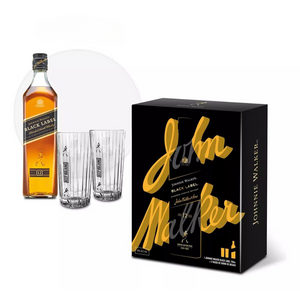 Pack Whisky Johnnie Walker Black Label 12 Años 750ml + 2 Vasos de regalo
