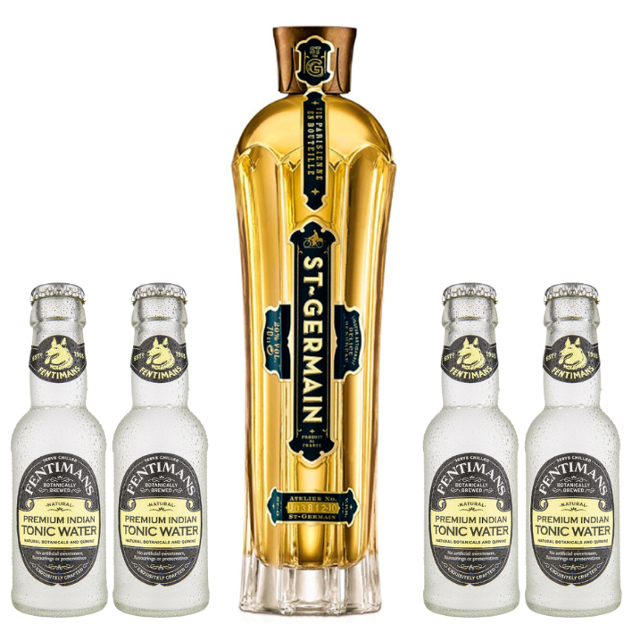 Licor de Sauco St. Germain 750cc + 4x Fentimans Premium Tonic Water 200cc