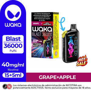 Vaper Waka Blast Grape + Apple 36000 Puff- 4%