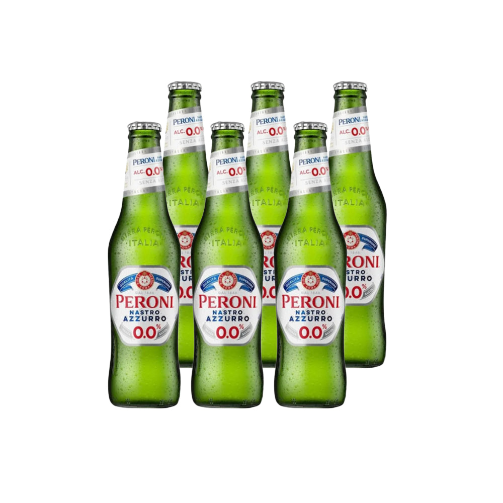 6x Cervezas Peroni Nastro Azzurro Sin Alcohol Botellín 330cc