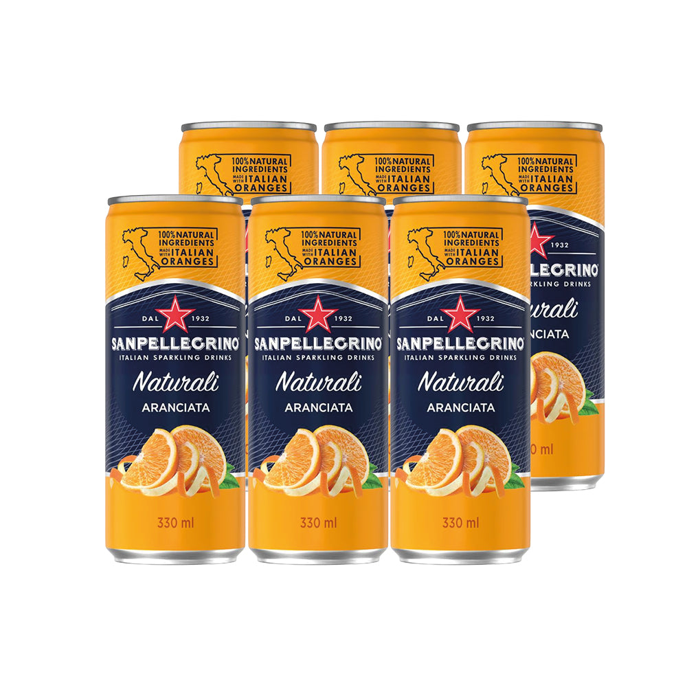 6x Agua Saborizada San Pellegrino Aranciata Lata 330cc