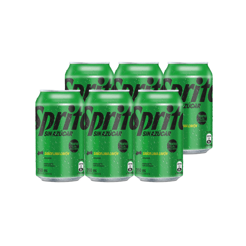 6x Bebida Sprite Zero Lata 350cc
