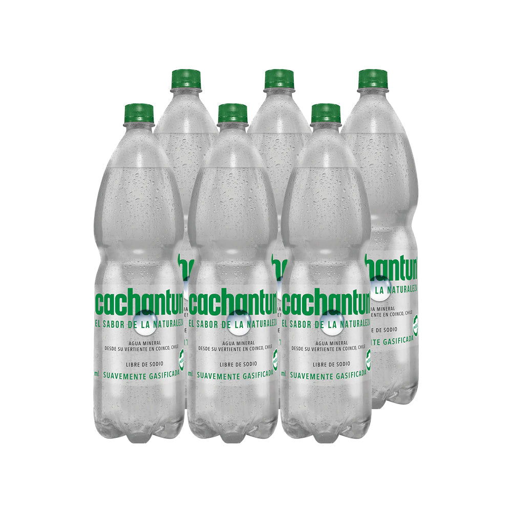 6x Agua Mineral Light Cachantún Con Gas 1600cc