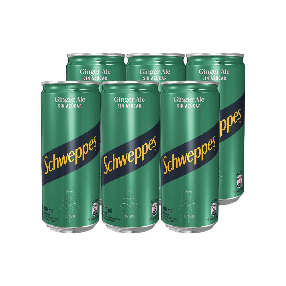 6x Bebida Schweppes Ginger Ale Zero Lata 310cc